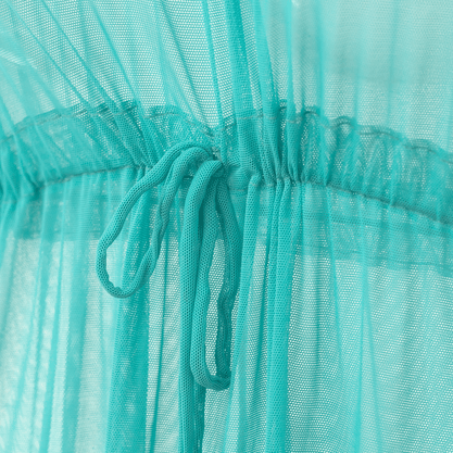 Saída De Praia Infantil Com Pompom Azul Turquesa