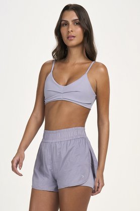 Shorts Sobreposto Alto Giro Cinza Claro
