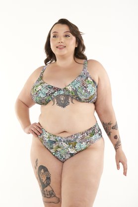 Sutiã Biquíni Ilha do Mel Plus Size Animal Print Folhas