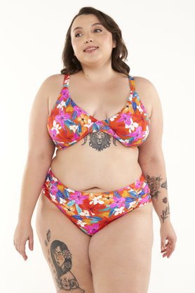Sutiã Biquíni Ilha do Mel Plus Laranja Floral