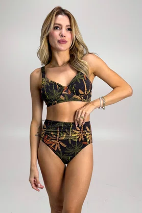 Sutiã Biquíni Com Aro Preto Coqueiros Amores| Ilha Bikini