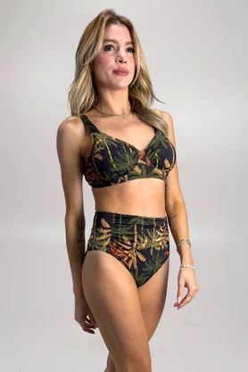 Sutiã Biquíni Com Aro Preto Coqueiros Amores| Ilha Bikini