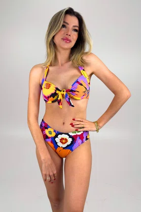 Sutiã Biquíni Bombinhas Floral Preto