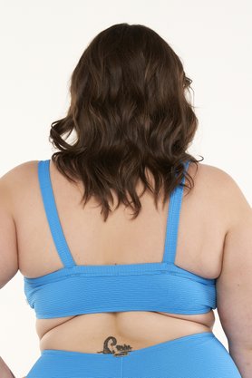 Top Ponta das Canas Plus Size Azul Textura