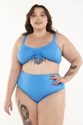 Top Ponta das Canas Plus Size Azul Textura
