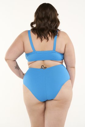 Top Ponta das Canas Plus Size Azul Textura