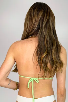 Sutiã Biquíni Cortininha Off White Textura Isabela | Ilha Bikini