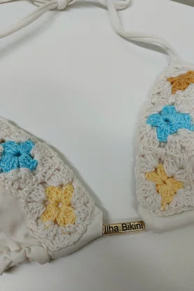 Sutiã Biquíni Cortininha Crochê Malu Pérola