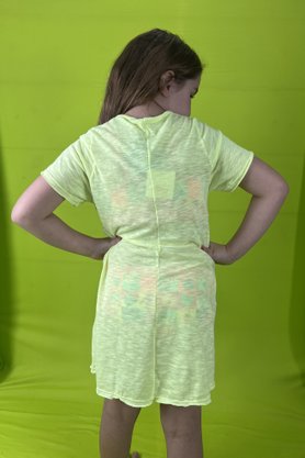 Vestido Camiseta Infantil Verde Neon
