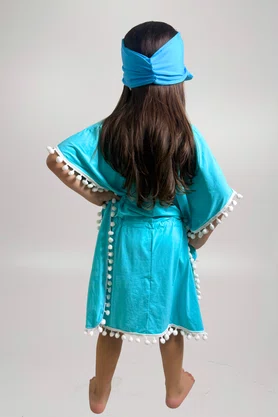 Vestido Infantil Pompons Azul Celeste