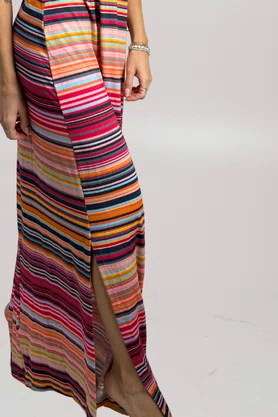 Vestido Longo Laranja Listras Paraíba | Ilha Bikini