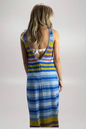 Vestido Longo Amarelo Listras Paraíba | Ilha Bikini