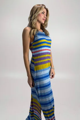 Vestido Longo Amarelo Listras Paraíba | Ilha Bikini