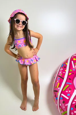 Conjunto De Biquíni Infantil Alças Duplas Arco Íris