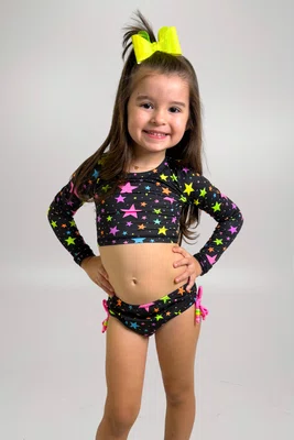 Conjunto Infantil Cropped Estrelas Neon