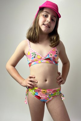 Conjunto De Biquíni Infantil Transpassado Flores