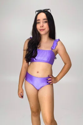 Conjunto Juvenil Babado Lilás Canelado