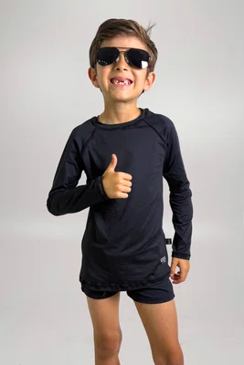 Blusa Infantil Proteção UV Preta IB SPORT