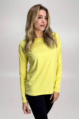 Blusa Penélope Manga Longa Amarelo Manteiga com Proteção UV | IB SPORT