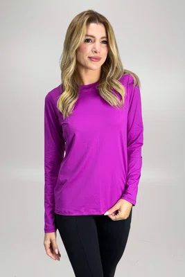 Blusa Penélope Manga Longa Magenta com Proteção UV | IB SPORT
