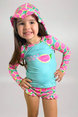 Blusa Infantil Com Proteção UV Laranjas Neon