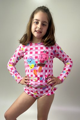 Blusa Infantil Com Proteção Xadrez Picolé