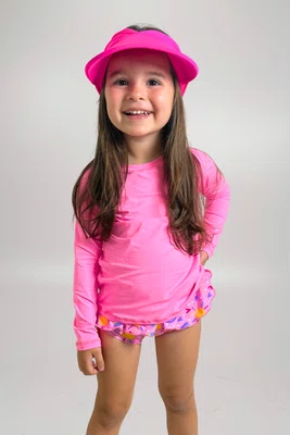 Blusa Infantil Proteção UV Rosa Neon IB SPORT