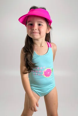 Body Infantil Alças Coloridas Laranjas Neon