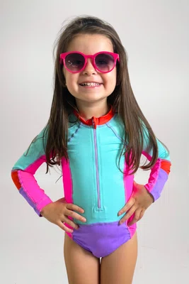 Body Infantil Manga Longa Verde Água