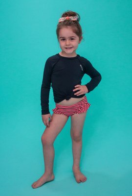 Calcinha De Biquíni Infantil Com Babadinho Laranja Listras