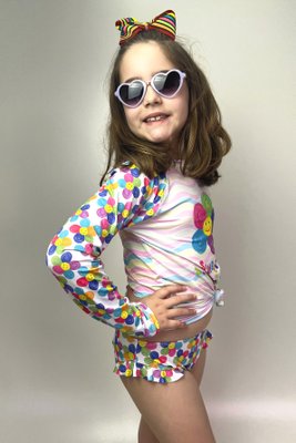 Calcinha De Biquíni Infantil Com Babadinho Smiley Flores