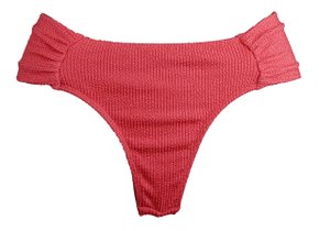 Calcinha De Biquíni Fio Média Texturizada Coral
