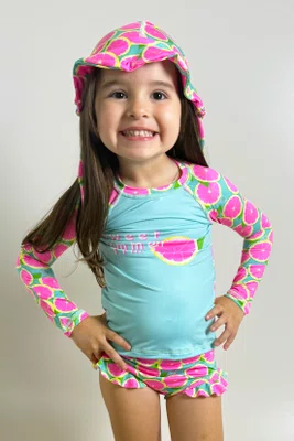 Calcinha De Biquíni Infantil Com Babadinho Laranjas Neon