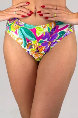 Calcinha De Biquíni Praia Brava Floral Lavanda