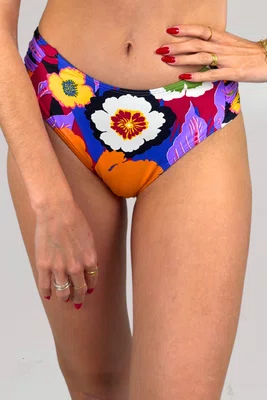 Calcinha De Biquíni Praia Brava Floral Preto
