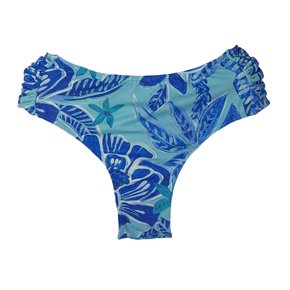 Calcinha De Biquíni Praia Brava Folhas Azul