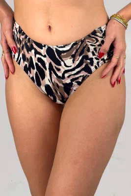 Calcinha De Biquíni Praia Brava Preto Animal Print