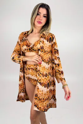 Camisa Amores Animal Print Caramelo