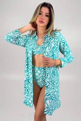 Camisa Amores Abstrato Turquesa