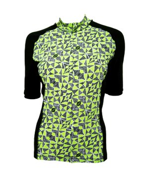 Camisa de Ciclismo Estampa Verde e Preta Com Trama