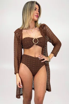 Camisa Jericoacoara Renda Marrom