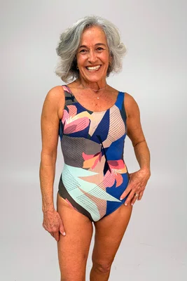 Maiô Amores Geométrico Marinho Rosé