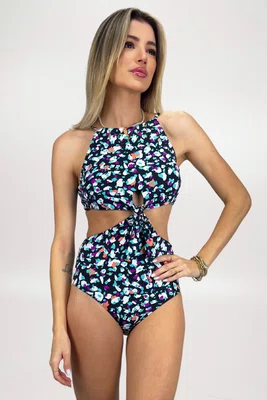 Maiô Gamboa Preto Animal Print