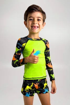Sunga Infantil Dino Neon