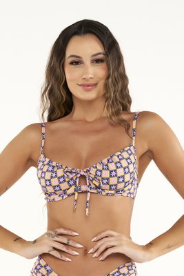 Sutiã Biquíni Pipa Lilás Flores