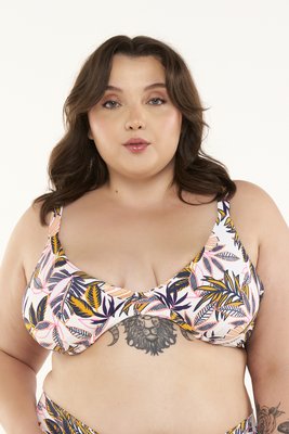 Sutiã Biquíni Ilha do Mel Plus Size Folhas Laranja