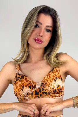 Sutiã Biquíni Amores Animal Print Caramelo