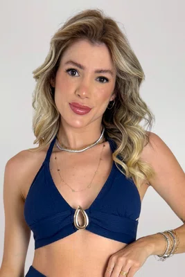 Sutiã Biquíni Cancún Azul Marinho Textura