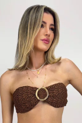 Sutiã Biquíni Zimbros Renda Marrom