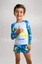 Blusa Infantil Com Proteção UV Tubarão Neon